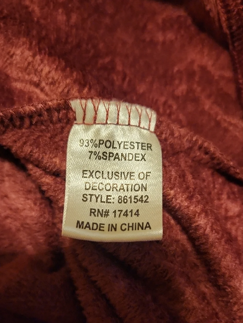 Miss Elaine Plush Embossed Velvet Robe, Burgundy, Full Zip, Large, Like New - Picture 9 of 12